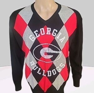 Georgia Bulldogs Pikwakwad Red X Jacket Sweater Large Argyle Diamond NFL Footbal